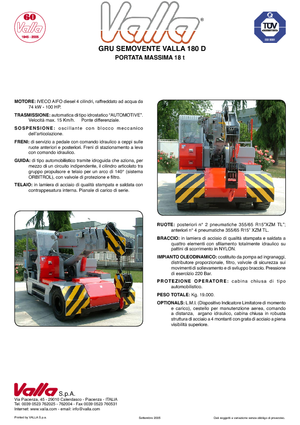 Промишлени подвижни кранове Valla 180 D 