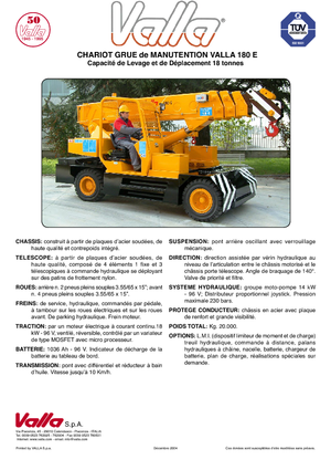 Промишлени подвижни кранове Valla 180 E 