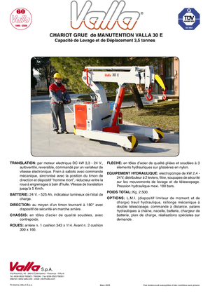 Промишлени подвижни кранове Valla 30 E