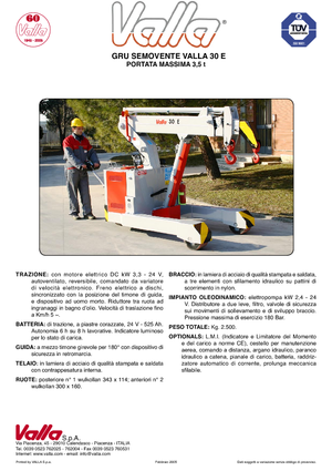 Промишлени подвижни кранове Valla 30 E