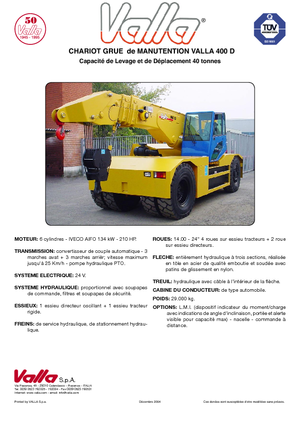 Промишлени подвижни кранове Valla 400 D