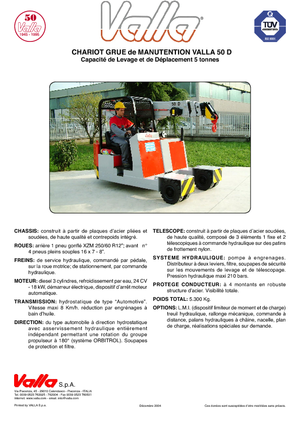 Промишлени подвижни кранове Valla 50 D 