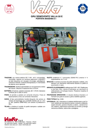 Промишлени подвижни кранове Valla 50 E