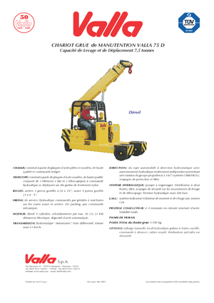Промишлени подвижни кранове Valla 75 D 