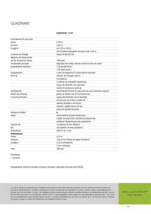 Големи квадратни преси + преси с висока плътност Claas Quadrant 1150