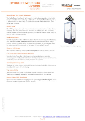 Светлинни кули Generac Mobile Hydro Power Box Hybrid