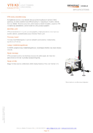 Светлинни кули Generac Mobile VT 8 P