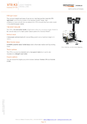 Светлинни кули Generac Mobile VT 8 K3