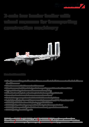 Ремаркета с ниска платформа Schwarzmüller 3-axle low loader trailer with wheel recesses for transporting construction machinery