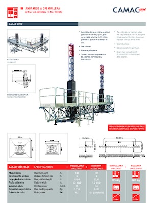 Работни платформи за качване на мачти CAMAC Camac 3000