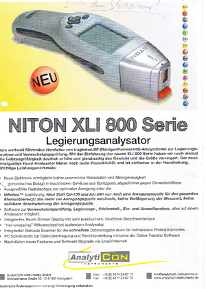 Метални анализатори Niton XLi 800