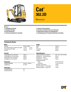 Мини екскаватори Caterpillar 302.2D