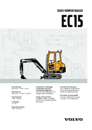 Мини екскаватори Volvo EC15 XR