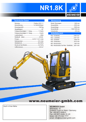 Мини екскаватори Neumeier NR 1.8 K
