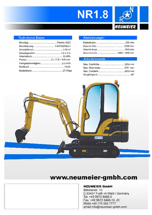 Мини екскаватори Neumeier NR 1.8