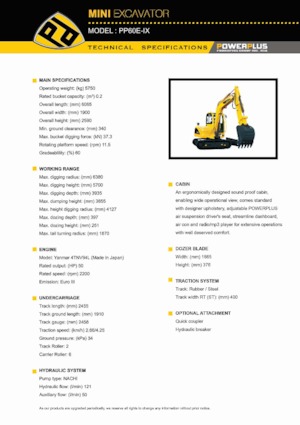 Мини екскаватори PowerPlus PP60E-IX