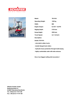 Мини екскаватори Takeuchi TB 014 A