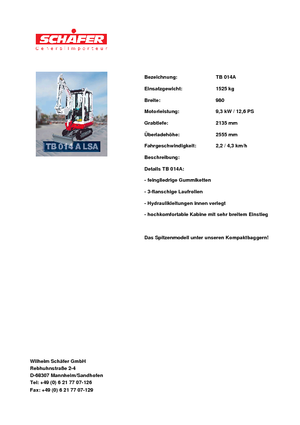 Мини екскаватори Takeuchi TB 014 A