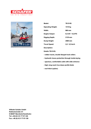 Мини екскаватори Takeuchi TB 014 S