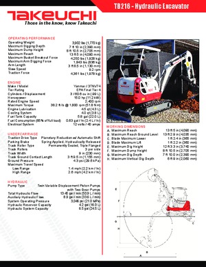 Мини екскаватори Takeuchi TB216S