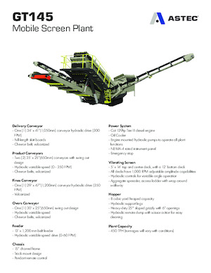 Мобилни скрининг инсталации (заводи) Astec GT145MF