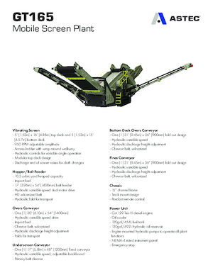 Мобилни скрининг инсталации (заводи) Astec GT165MF
