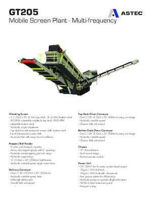 Мобилни скрининг инсталации (заводи) Astec GT205MF