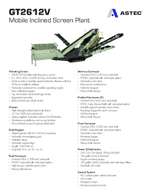 Мобилни скрининг инсталации (заводи) Astec GT2612V