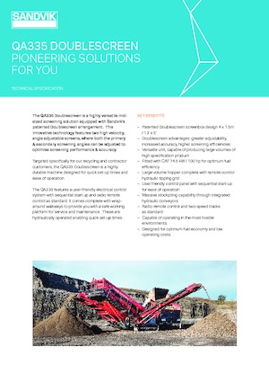 Мобилни скрининг инсталации (заводи) Sandvik QA335