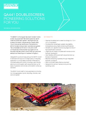 Мобилни скрининг инсталации (заводи) Sandvik QA 441