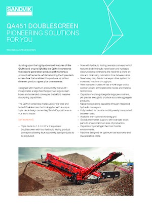 Мобилни скрининг инсталации (заводи) Sandvik QA451