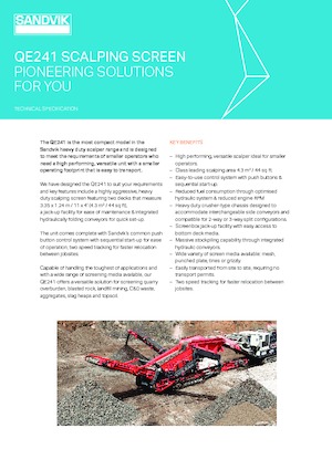 Мобилни скрининг инсталации (заводи) Sandvik QE241