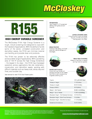 Мобилни скрининг инсталации (заводи) McCloskey R155