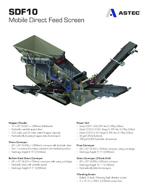Мобилни скрининг инсталации (заводи) Astec SDF10