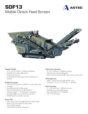 Мобилни скрининг инсталации (заводи) Astec SDF13