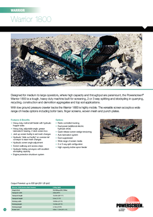 Мобилни скрининг инсталации (заводи) Powerscreen Warrior 1800