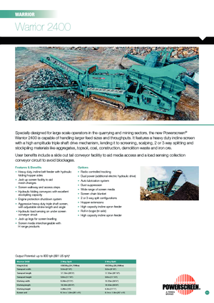 Мобилни скрининг инсталации (заводи) Powerscreen Warrior 2400
