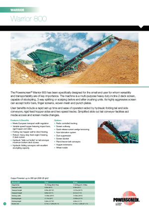 Мобилни скрининг инсталации (заводи) Powerscreen Warrior 800 Kette