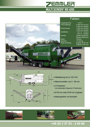 Мобилни пресевни инсталации (заводи) с барабан Zemmler MS 4200