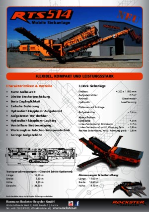 Мобилни скрининг инсталации (заводи) Rockster RTS514