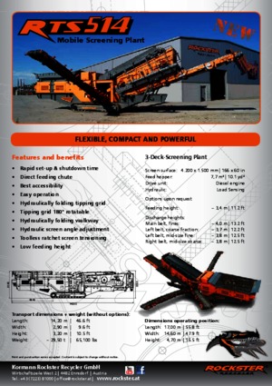 Мобилни скрининг инсталации (заводи) Rockster RTS514