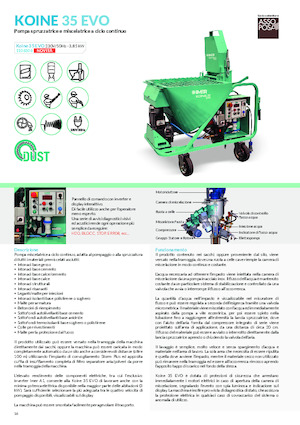 Машини за разпръскване и транспортиране на хоросан Imer Koine 35 Evo