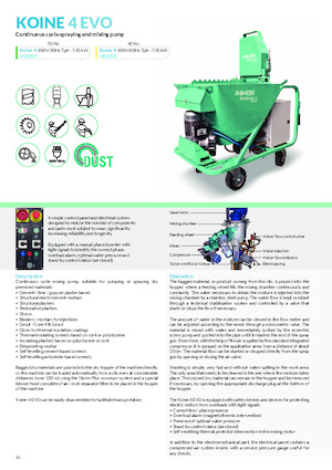 Машини за разпръскване и транспортиране на хоросан Imer Koine 4 Evo