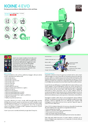 Машини за разпръскване и транспортиране на хоросан Imer Koine 4 Evo