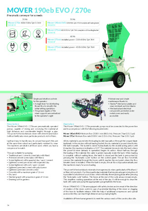 Машини за разпръскване и транспортиране на хоросан Imer Mover 270eb WT
