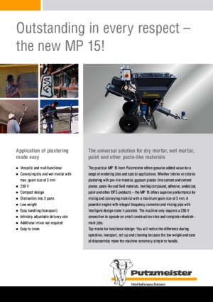 Смесителни помпи за хоросан Putzmeister MP 15