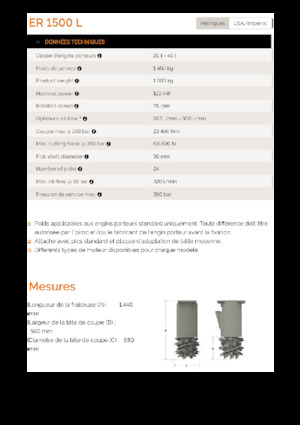 Монтируеми фрезови глави (хидр.) Erkat ER 1500-0 L