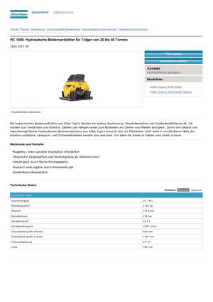 Монтируеми повърхностни вибратори Atlas Copco HC 1050