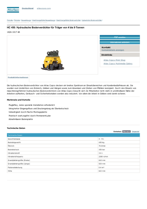 Монтируеми повърхностни вибратори Atlas Copco HC 450