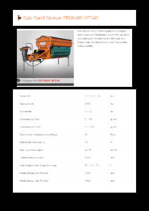 Монтирани разпределителни (разпръскващи) възли Pronar HPT 40 